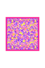 Colorful patterned scarf with pink, yellow, and blue colors on a white background
